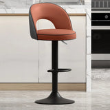 Modern Round Dark Brown Adjustable Height Swivel Bar Stool Image - 20