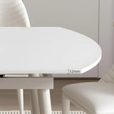 Modern Round Extendable Stone Dining Table White Drop Leaf Image - 7