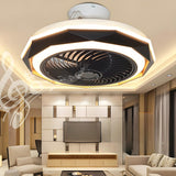 Modern Round Flush Bladeless Ceiling Fan with Light Image - 3