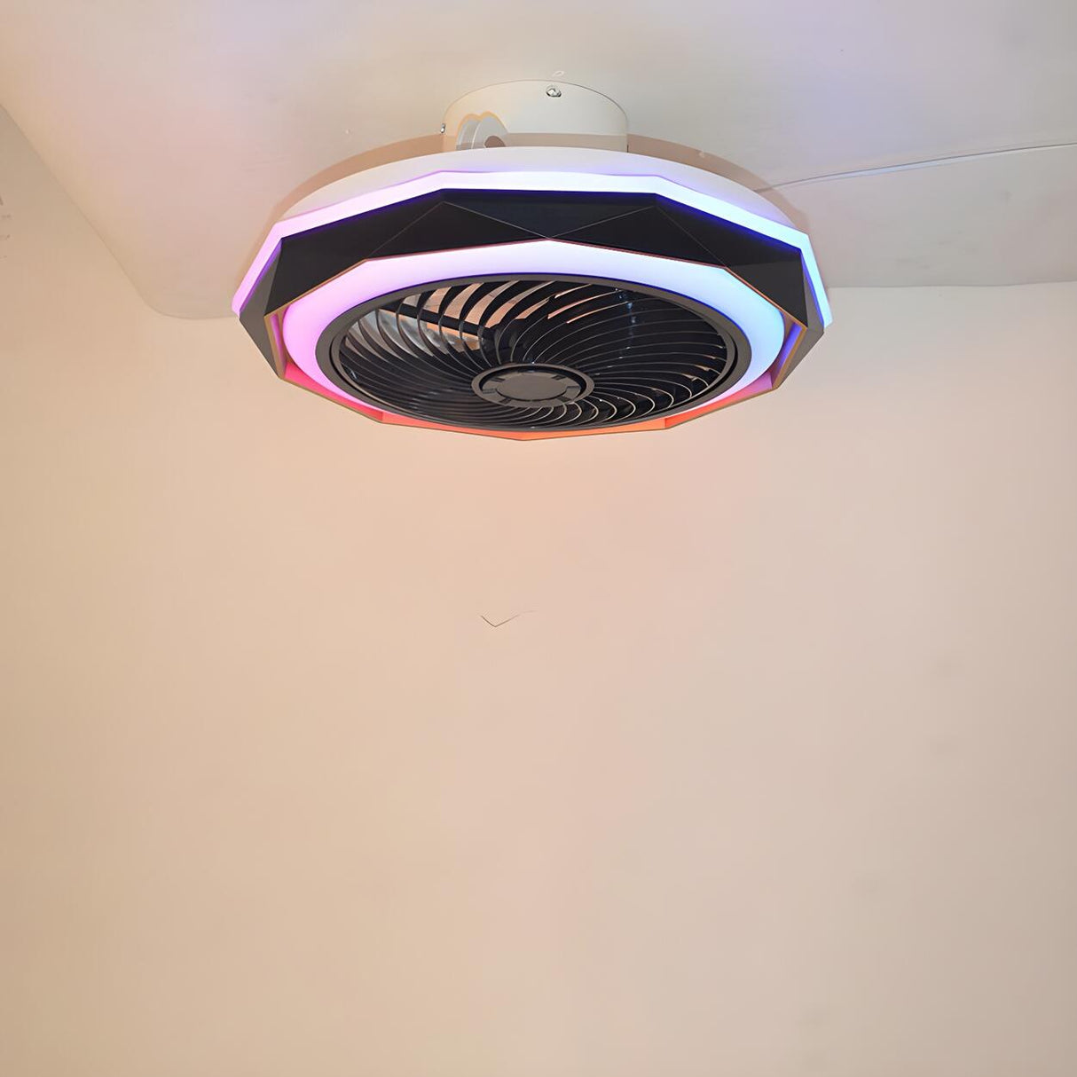Modern Round Flush Bladeless Ceiling Fan with Light Image - 4