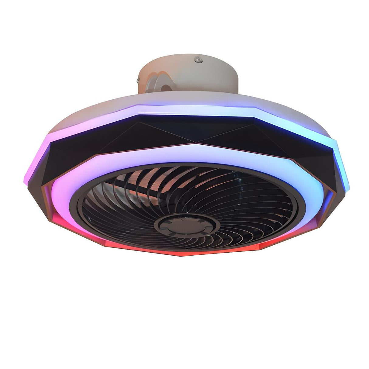 Modern Round Flush Bladeless Ceiling Fan with Light Image - 5
