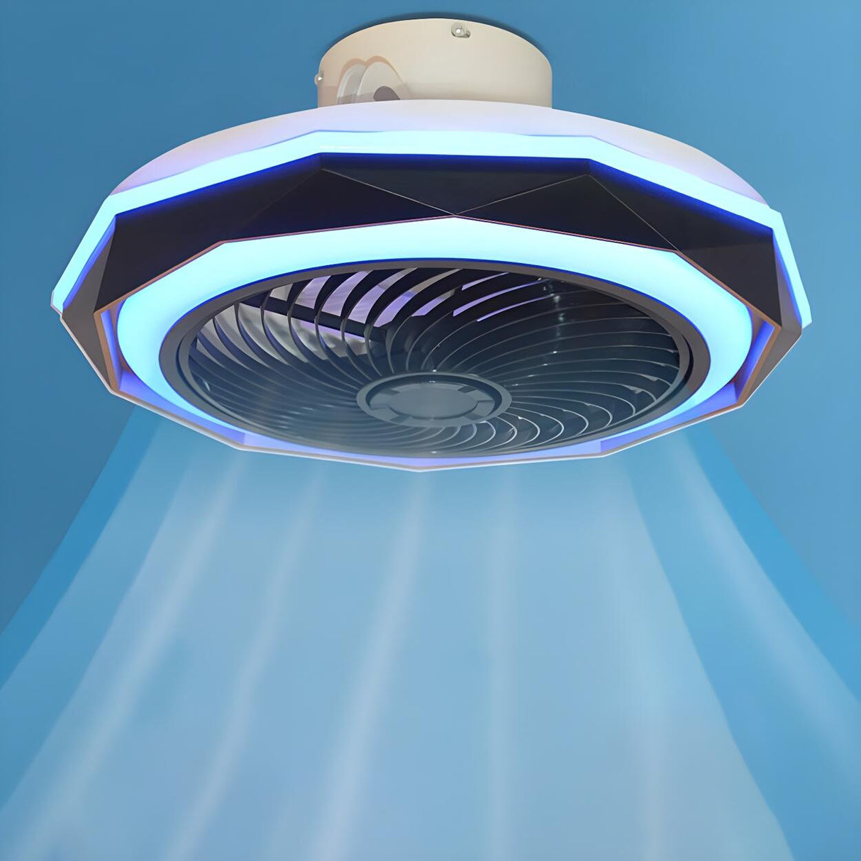 Modern Round Flush Bladeless Ceiling Fan with Light Image - 6