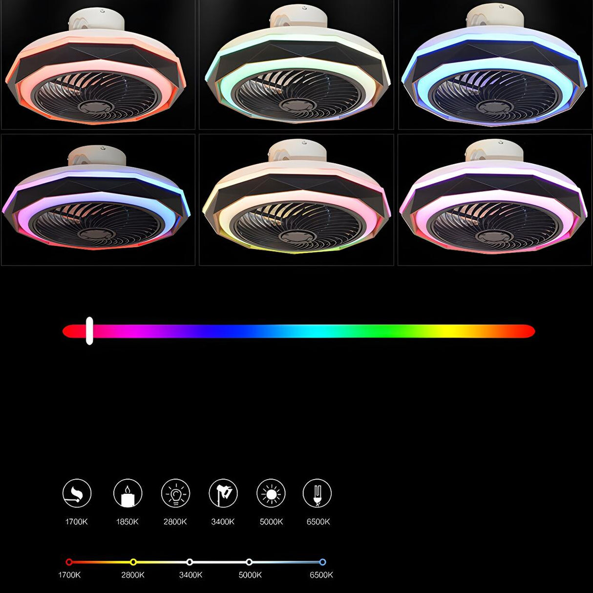 Modern Round Flush Bladeless Ceiling Fan with Light Image - 7
