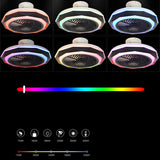 Modern Round Flush Bladeless Ceiling Fan with Light Image - 7