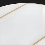Modern Round Glass Dining Table White with Drop Leaf Image - 7