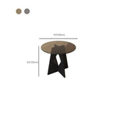 Modern Round Glass Side Table with Geometric Metal Base #size