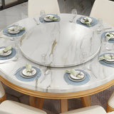 Modern Round Grey Marble Scratch Resistant Dining Table Image - 7
