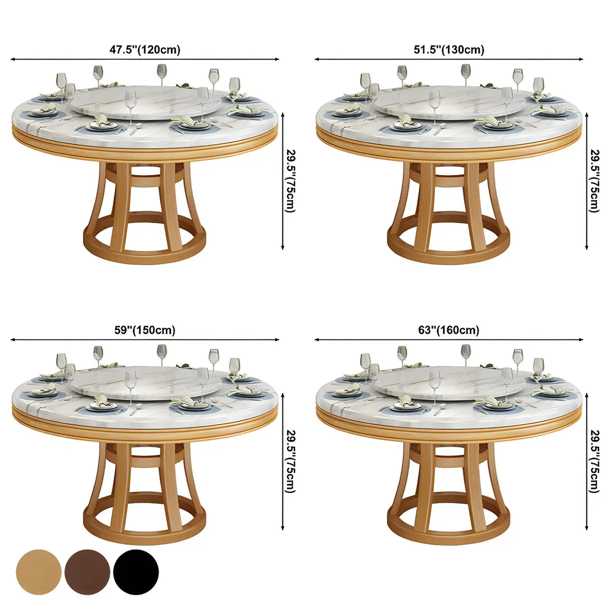 Modern Round Grey Marble Scratch Resistant Dining Table 