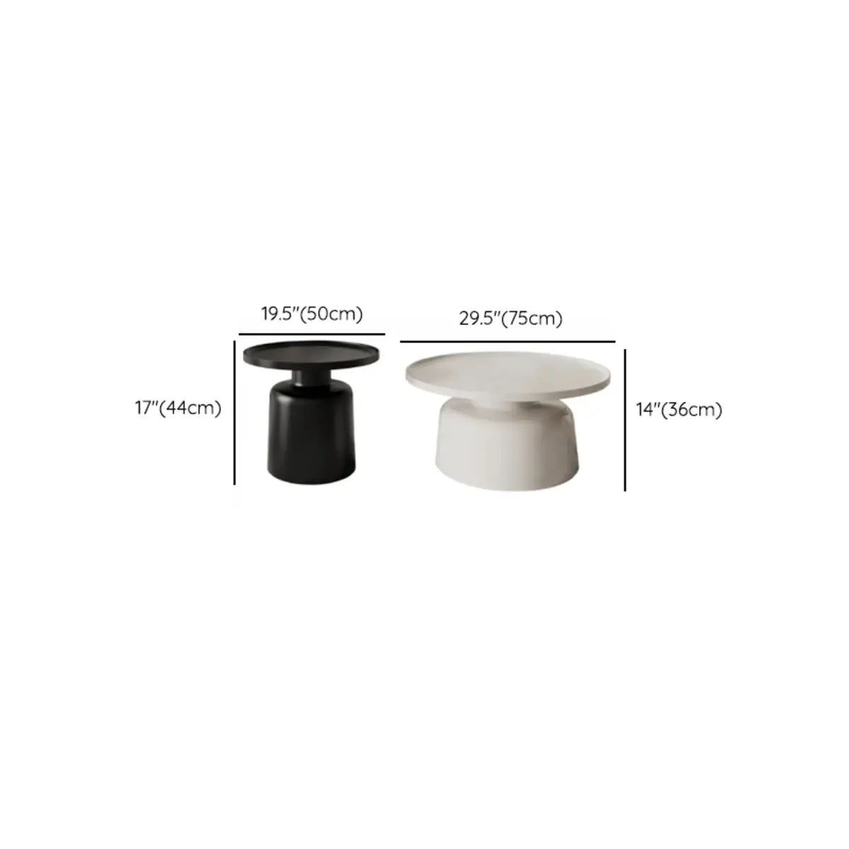 Modern Round Iron Tray Top Nesting Small Coffee Table Image - 12