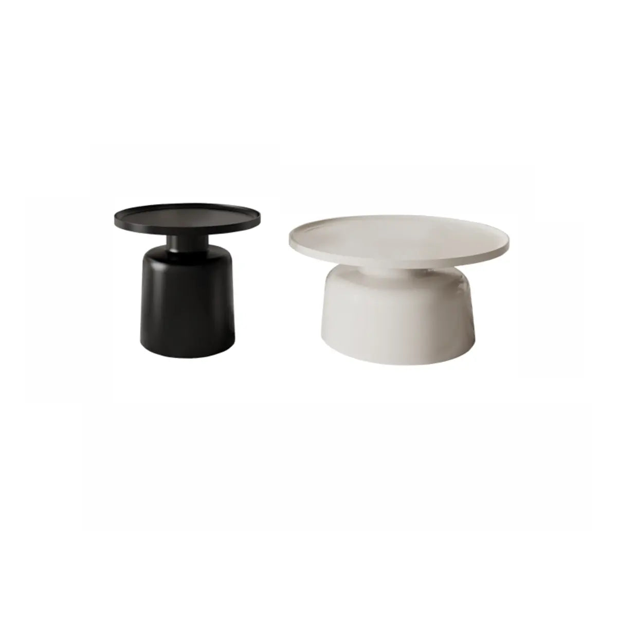 Modern Round Iron Tray Top Nesting Small Coffee Table Image - 5