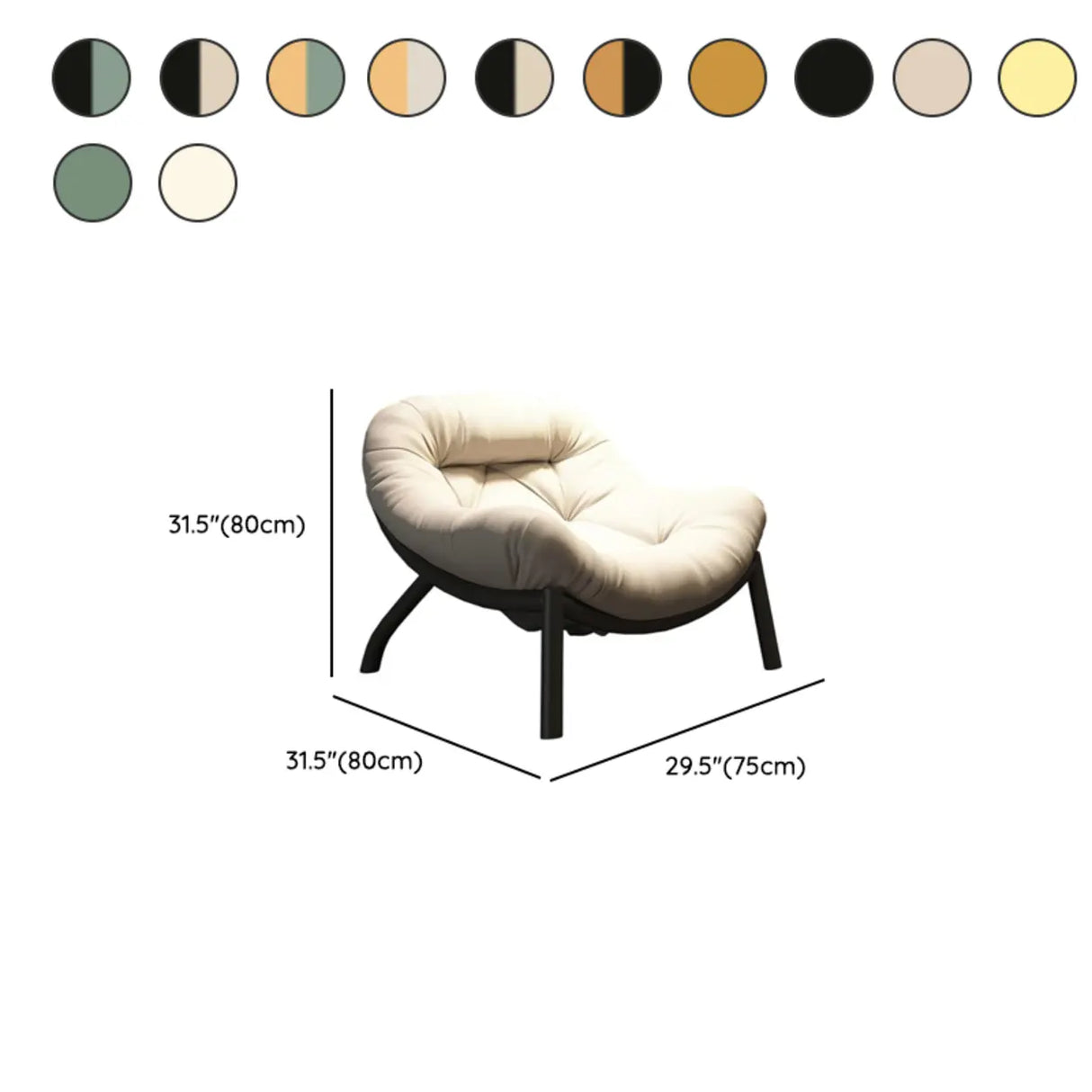Modern Round Leather Tufted Back Lounge Accent Chair 