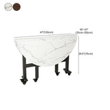 Modern Round Marble Extendable Dining Table White Image - 24