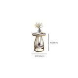 Modern Round Marble-Top Metal Frame Side Table with Shelf Image - 14