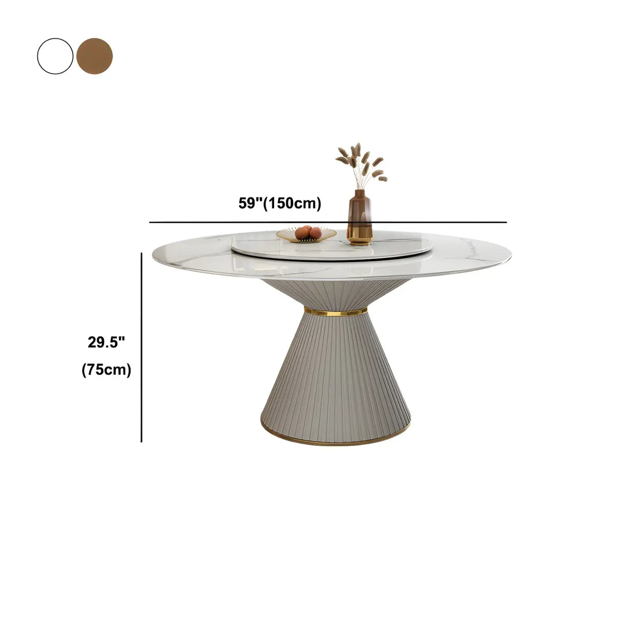 Modern Round Marble White Lazy Susan Dining Table Image - 12