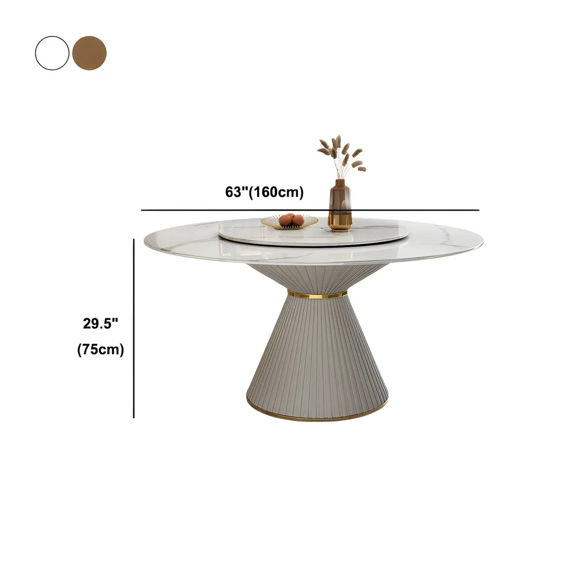 Modern Round Marble White Lazy Susan Dining Table Image - 13