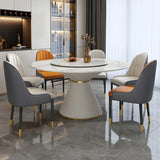 Modern Round Marble White Lazy Susan Dining Table Image - 4