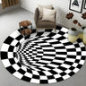 Modern Round Polyester Optical Illusion Black Area Rug Image - 7
