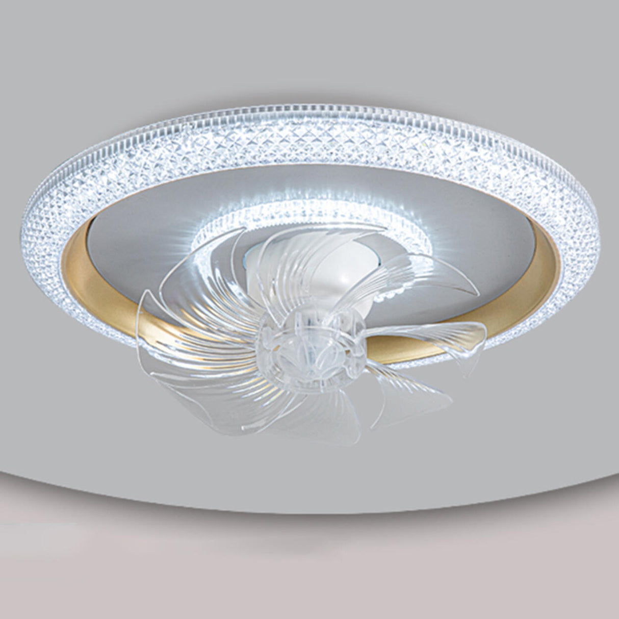 Modern Round Remote Dimmable Ceiling Fan with Light Image - 11
