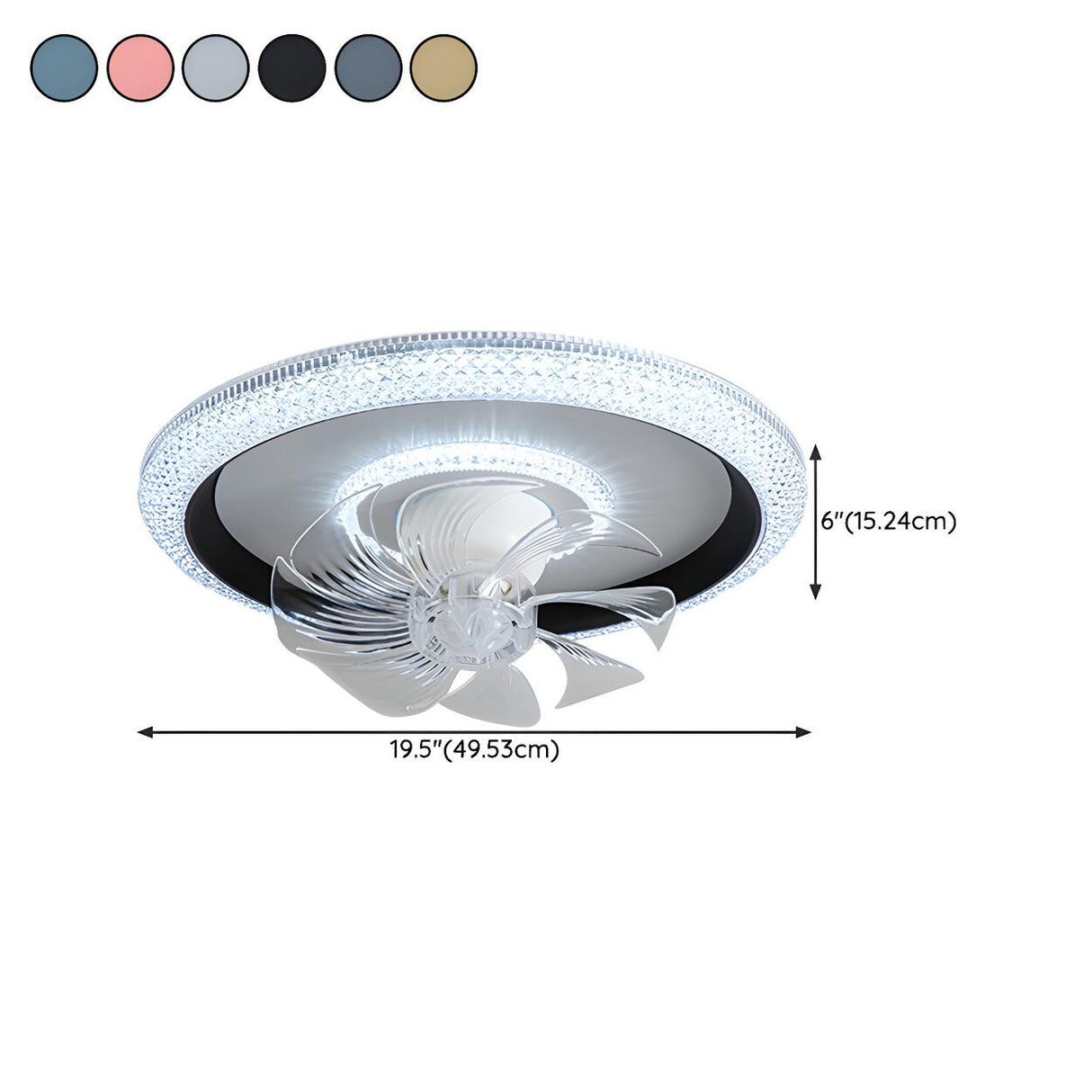 Modern Round Remote Dimmable Ceiling Fan with Light 