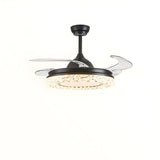 Modern Round Retractable Blades Ceiling Fan with Light Image - 10