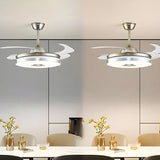 Modern Round Retractable Blades Ceiling Fan with Light Image - 12