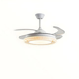 Modern Round Retractable Blades Ceiling Fan with Light Image - 6