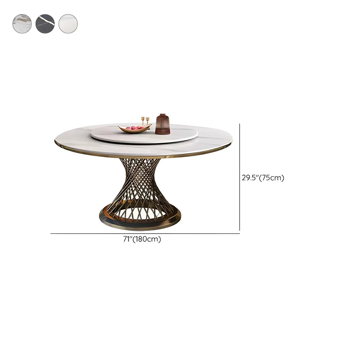 Modern Round Scratch Resistant Stone Lazy Susan Dining Table Image - 13
