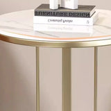 Modern Round Side Table with Sturdy Metal Base and Marble Top Image - 10