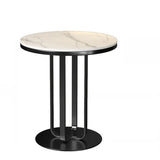 Modern Round Side Table with Sturdy Metal Base and Marble Top Image - 11