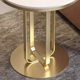 Modern Round Side Table with Sturdy Metal Base and Marble Top Image - 13