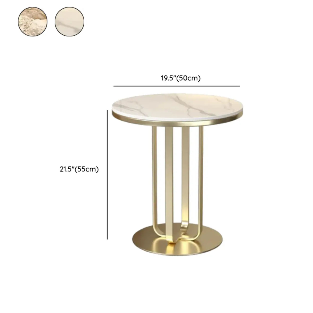 Modern Round Side Table with Sturdy Metal Base and Marble Top Image - 15