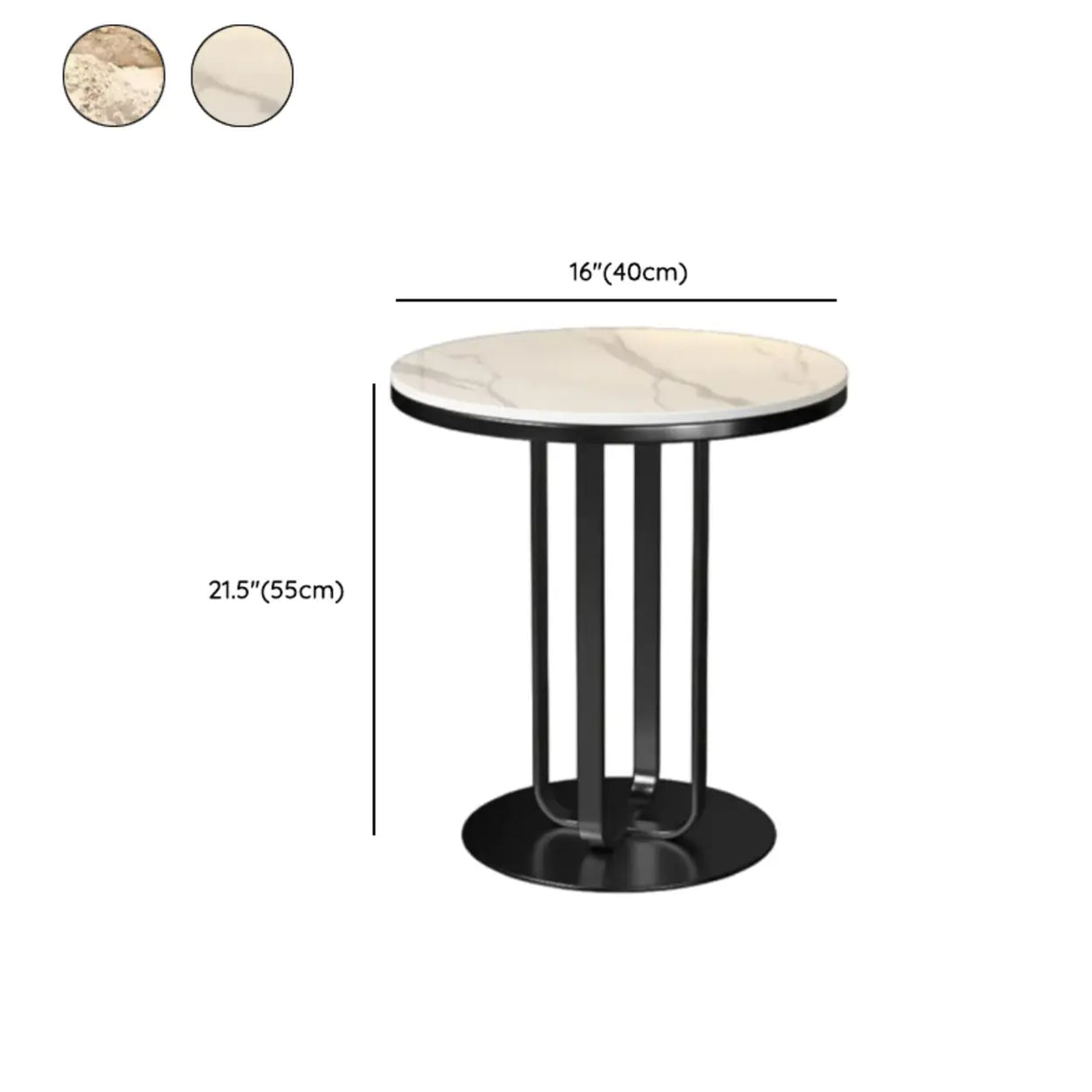 Modern Round Side Table with Sturdy Metal Base and Marble Top Image - 16