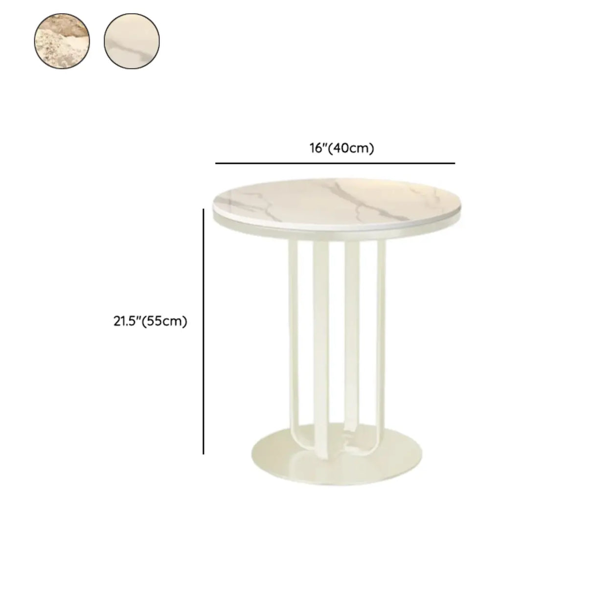 Modern Round Side Table with Sturdy Metal Base and Marble Top Image - 18