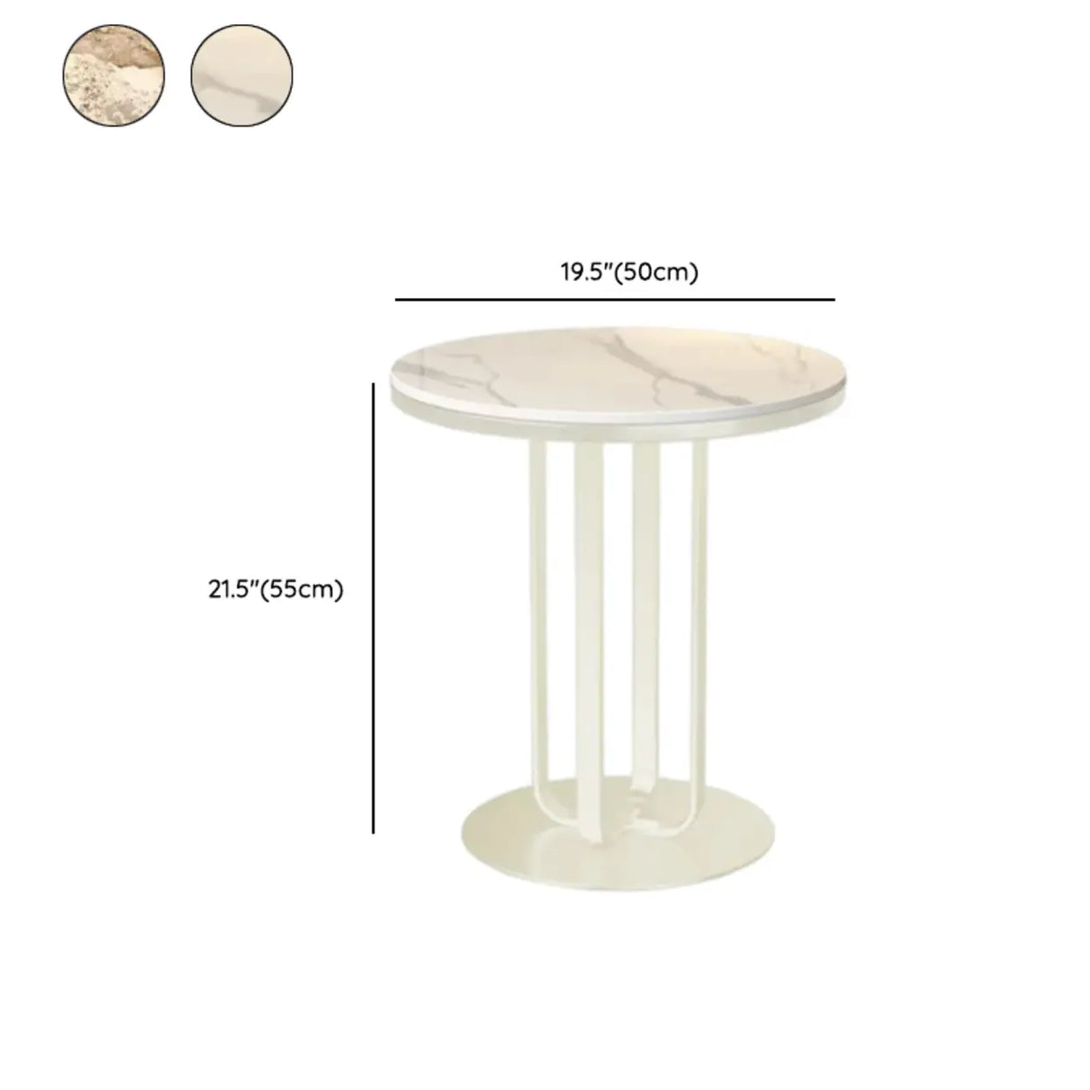 Modern Round Side Table with Sturdy Metal Base and Marble Top Image - 19