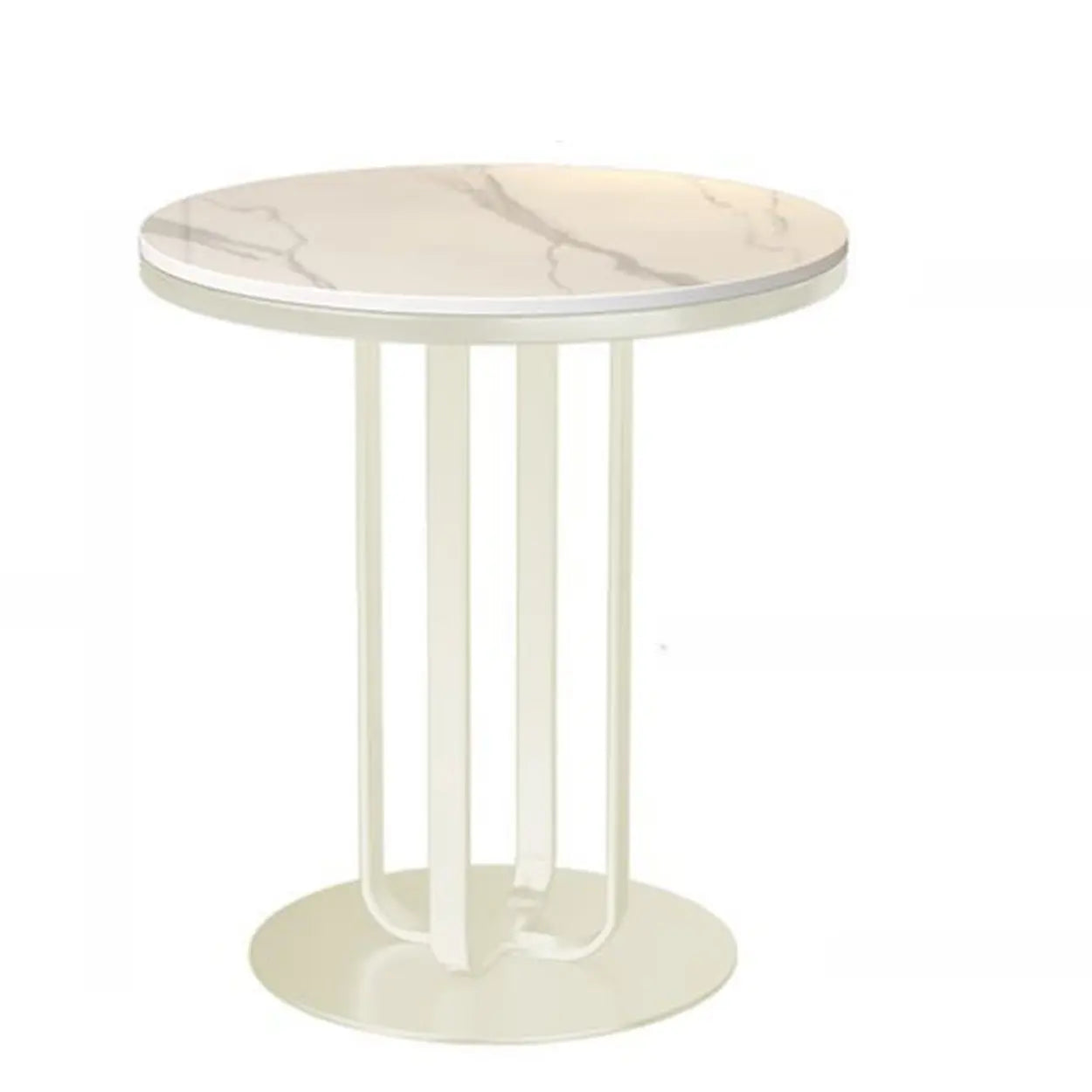 Modern Round Side Table with Sturdy Metal Base and Marble Top Image - 7