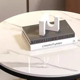 Modern Round Side Table with Sturdy Metal Base and Marble Top Image - 8