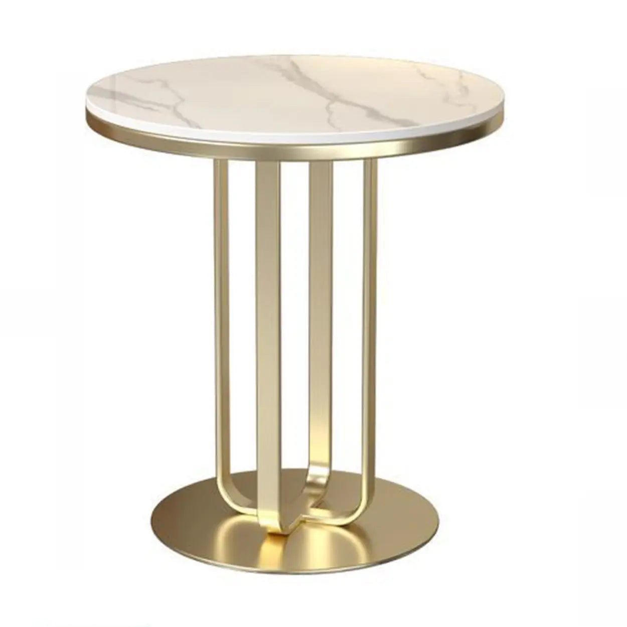 Modern Round Side Table with Sturdy Metal Base and Marble Top Image - 9