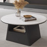 Modern Round Stone Coffee Table with Storage Drawer Image - 1