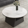 Modern Round Stone Coffee Table with Storage Drawer Image - 4