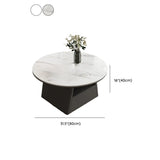 Modern Round Stone Coffee Table with Storage Drawer #size
