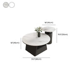 Modern Round Stone Coffee Table with Storage Drawer Image - 8