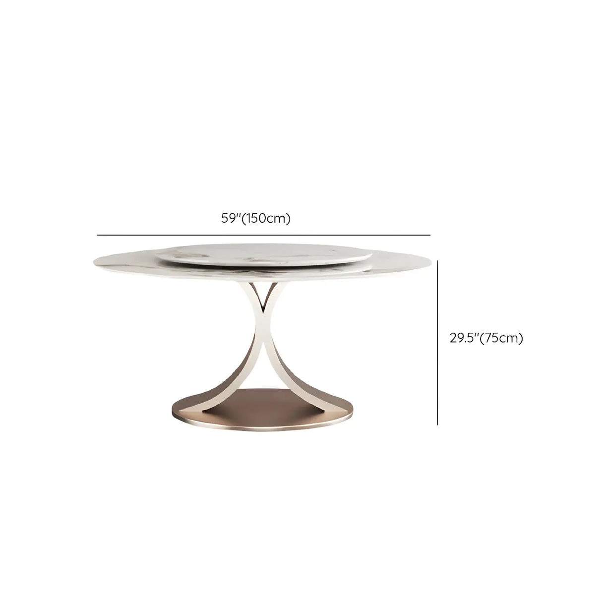Modern Round Stone White Lazy Susan Turntable Dining Table Image - 11