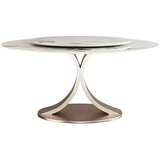Modern Round Stone White Lazy Susan Turntable Dining Table Image - 5