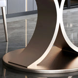 Modern Round Stone White Lazy Susan Turntable Dining Table Image - 6
