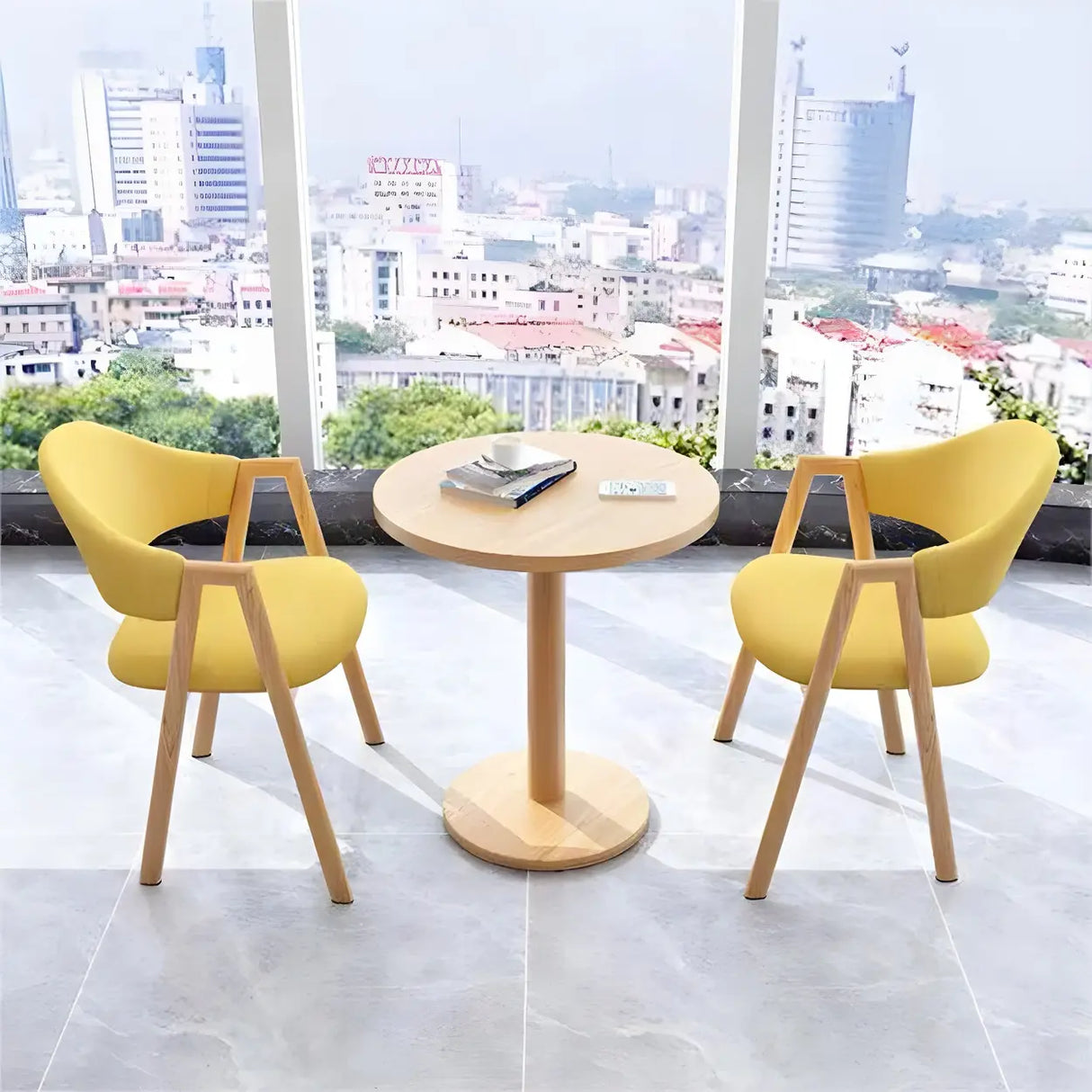 Modern Round White Marble Bistro Dining Table Image - 4