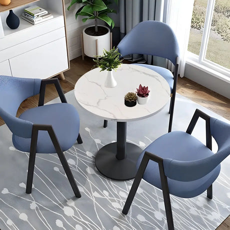Modern Round White Marble Bistro Dining Table Image - 5