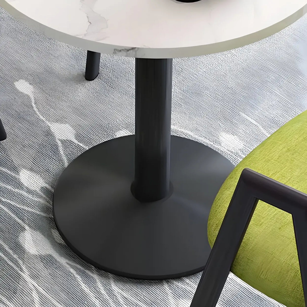 Modern Round White Marble Bistro Dining Table Image - 8