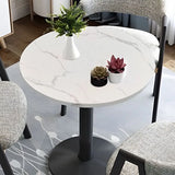 Modern Round White Marble Bistro Dining Table Image - 9