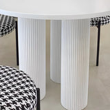 Modern Round White Oak Wood Dining Table Image - 10
