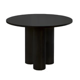 Black Table Only Modern Round White Oak Wood Dining Table Image - 13
